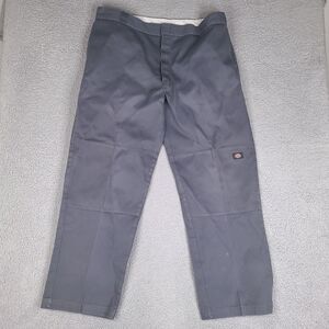 Dickies Pants Mens 41 x 31 Gray Loose Fit Double Knee Work Wear Chino Canvas A1‎